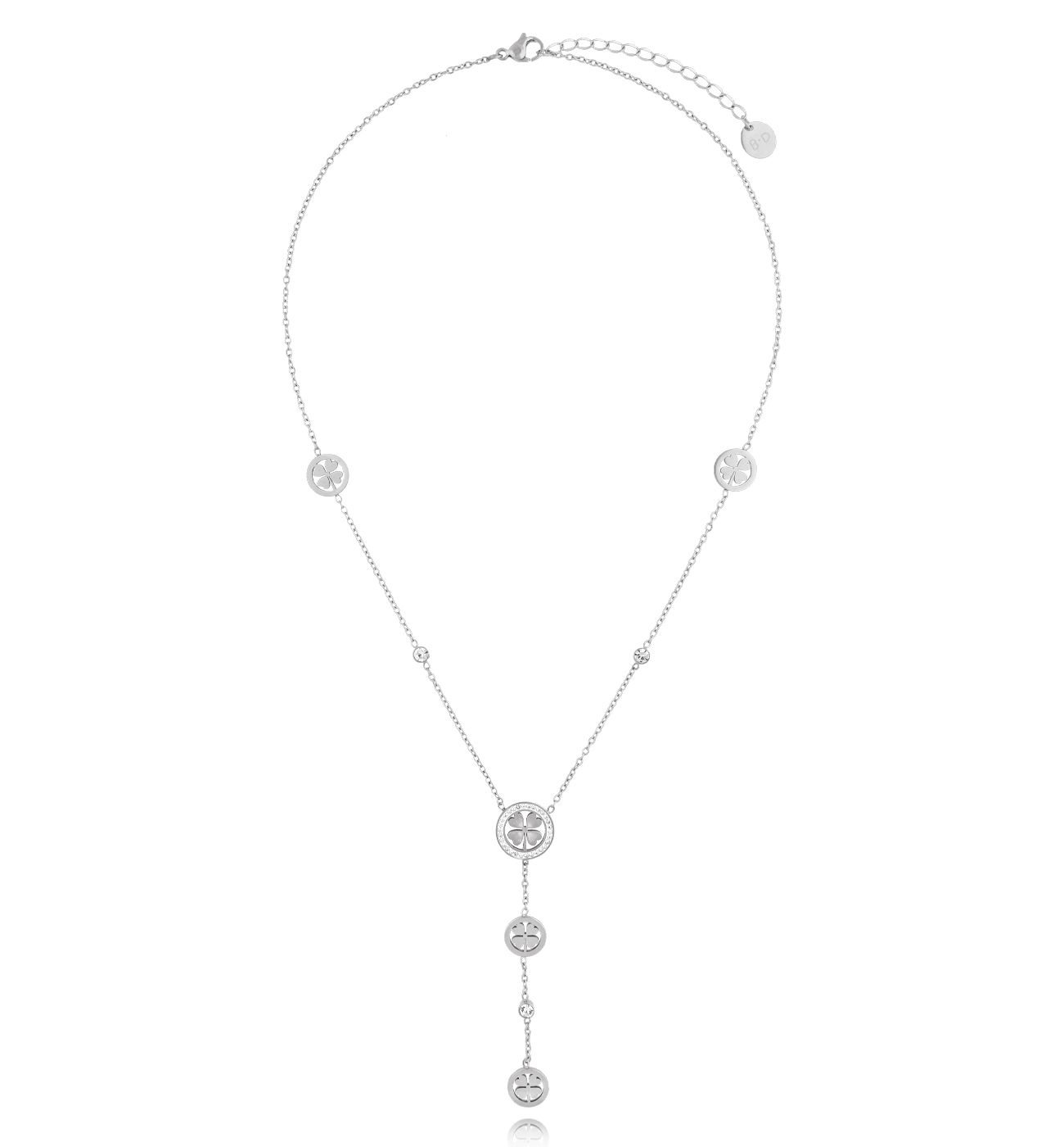 Naszyjnik srebrny z koniczynkami Branda NSY0174