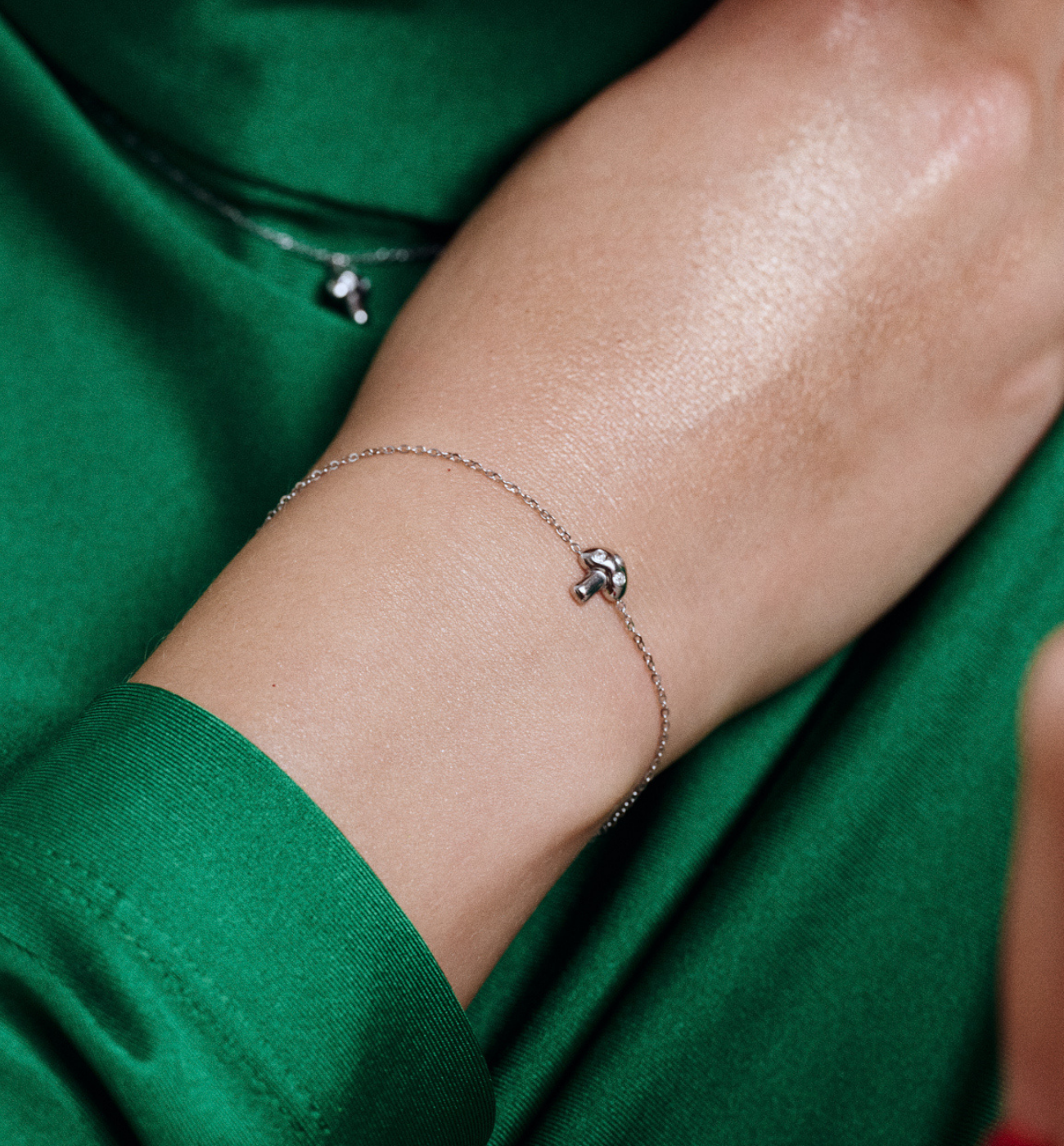 Bransoletka z grzybkiem srebrna - By Dziubeka