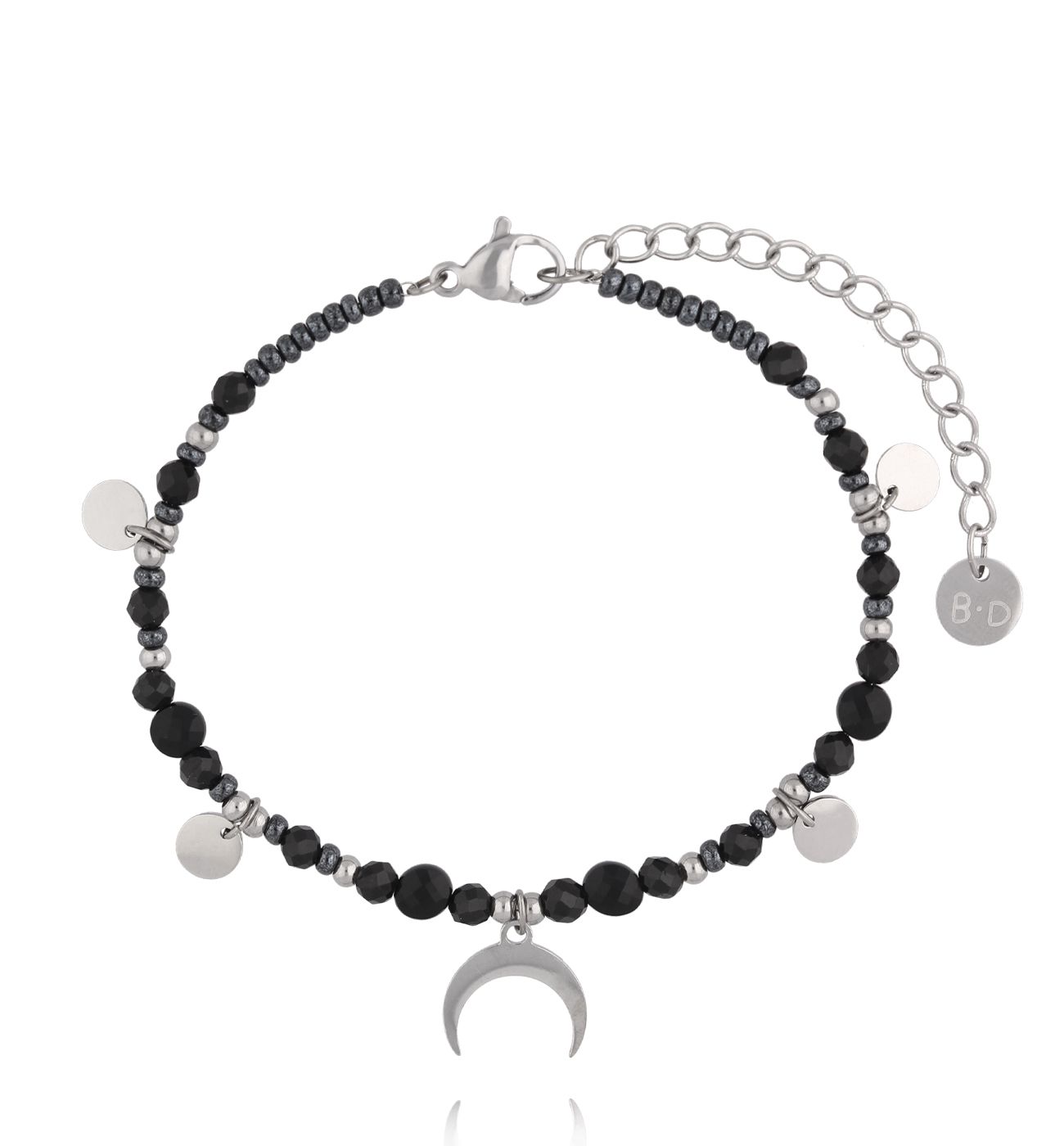 Bransoletka z czarnego turmalinu z księżycem BTW3460