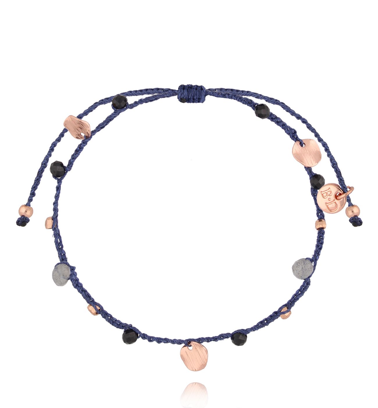 Bransoletka granatowa z kamieniami i sznurkiem Allegro BSC1963