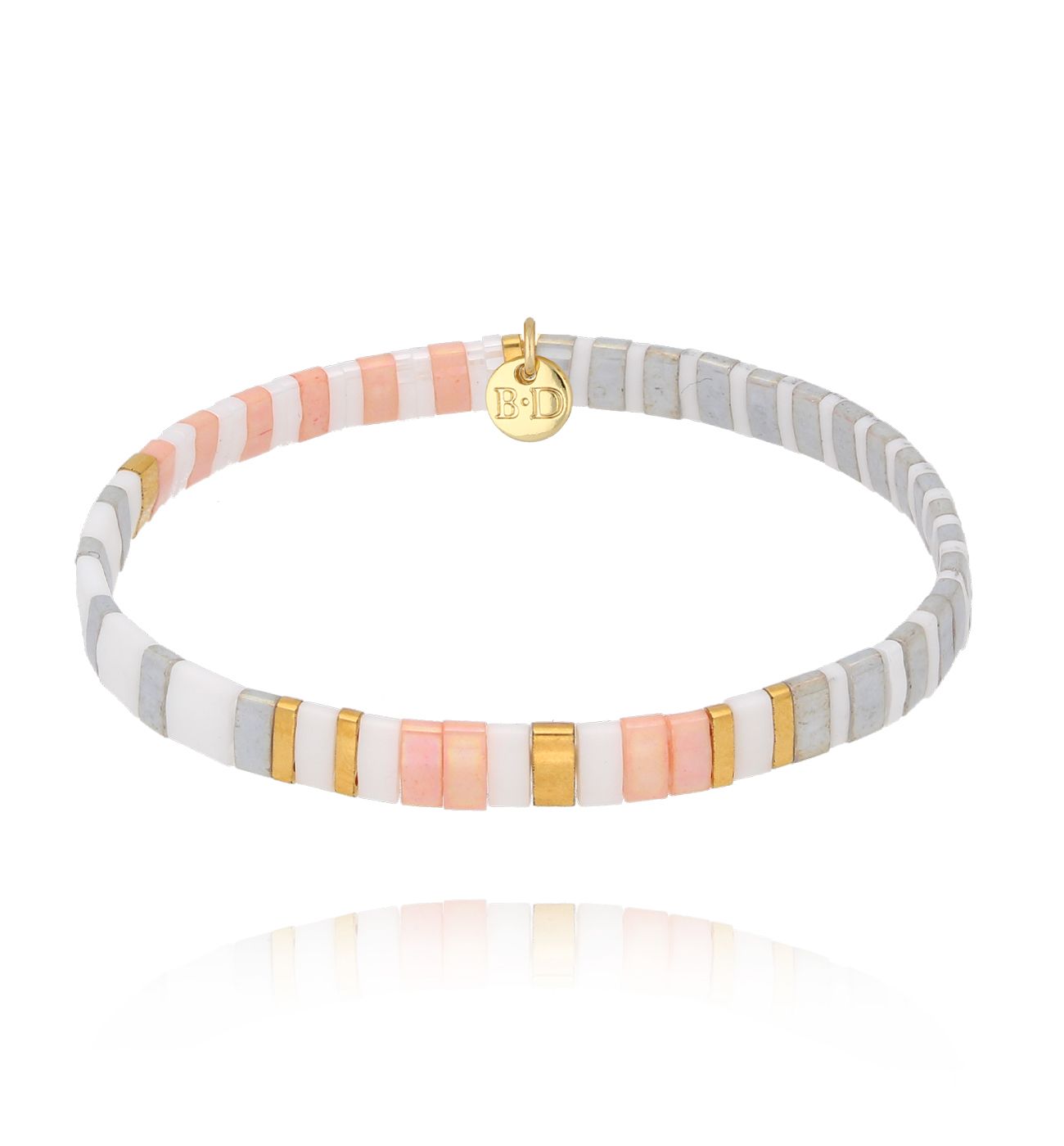 Bransoletka szaro brzoskwiniowa Yummy - By Dziubeka