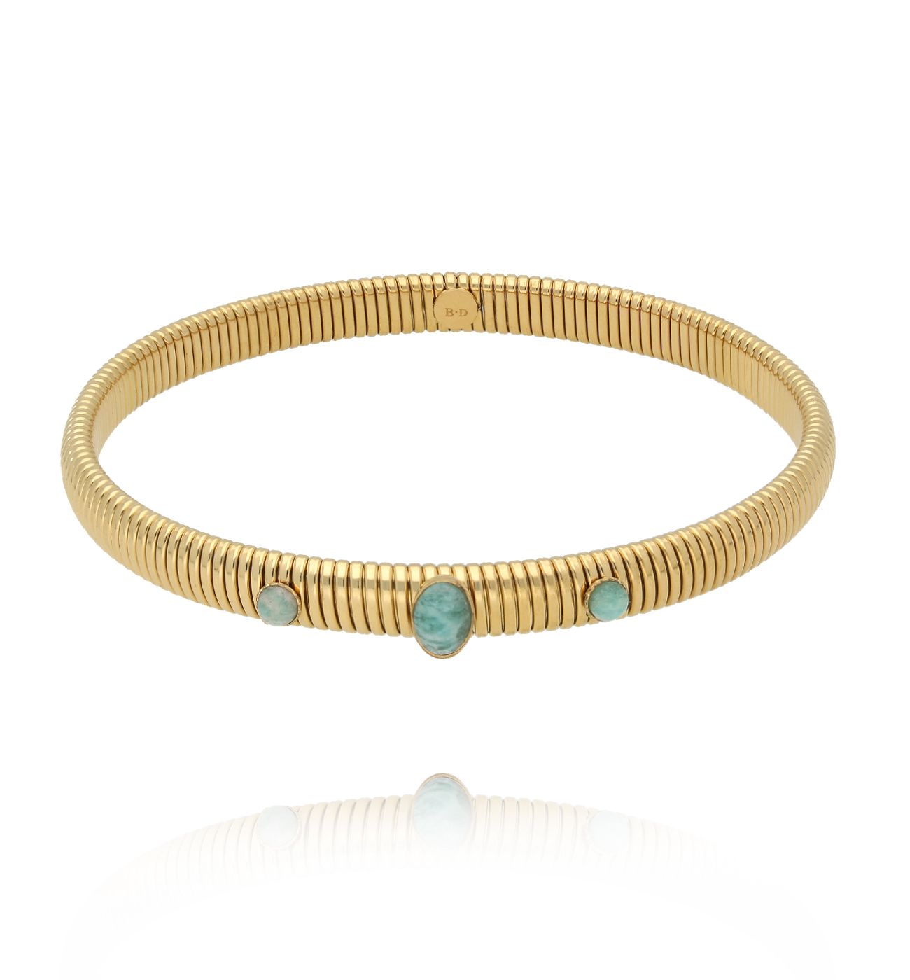 Bransoletka elastyczna złocona z amazonitem BEA0031