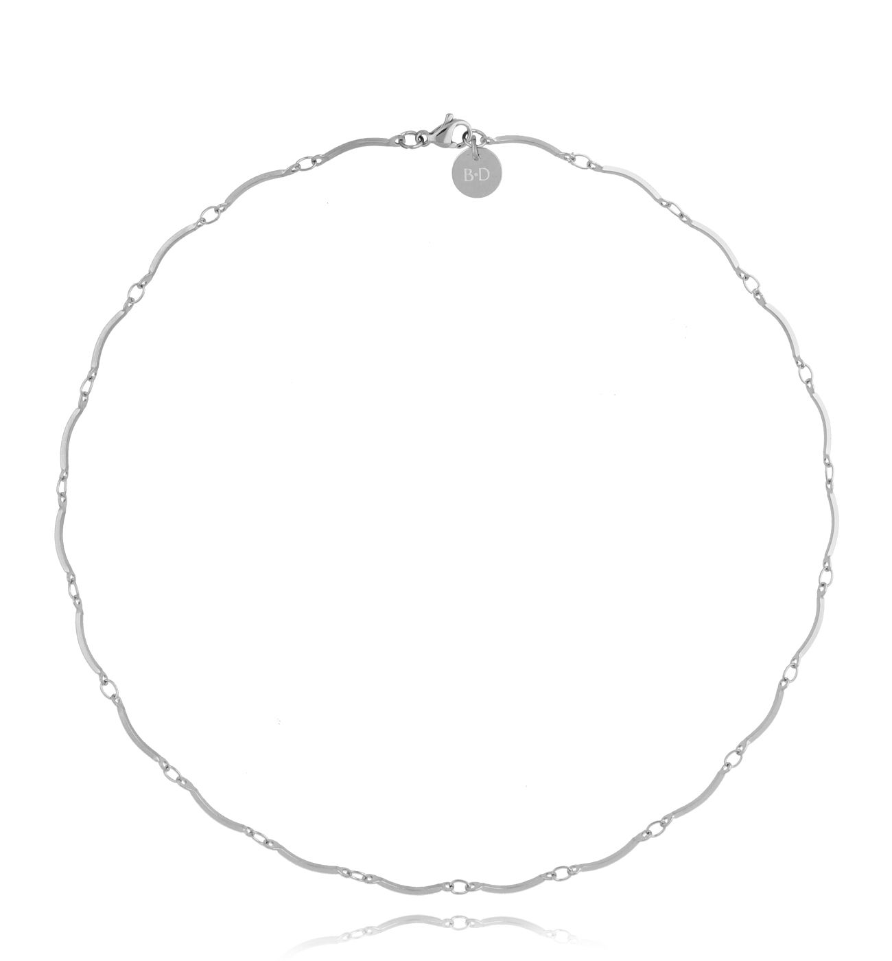 Naszyjnik ze stali szlachetnej posrebrzany Waves - By Dziubeka