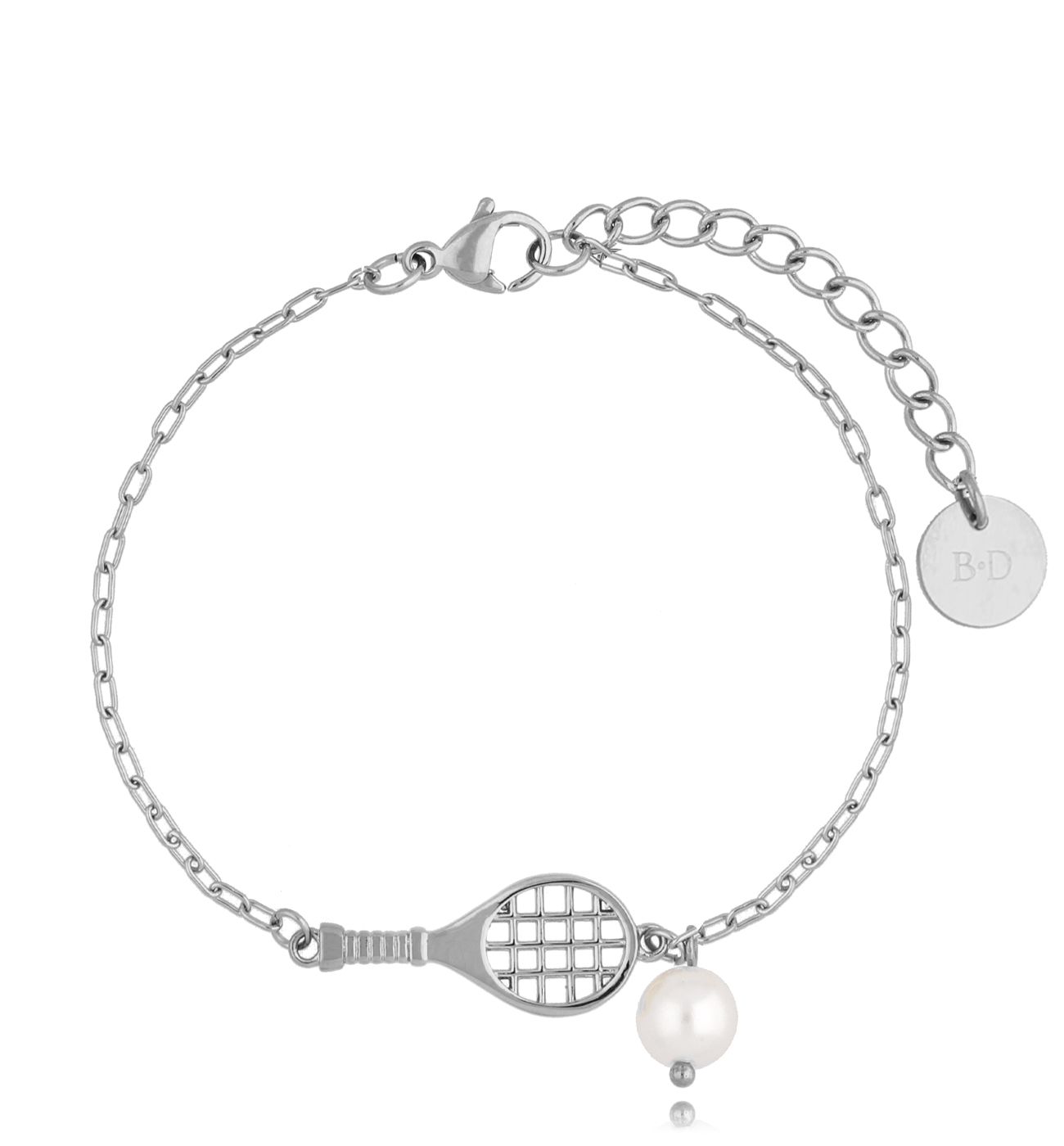 Bransoletka z rakietą tenisową srebrna Tennis BSA0300