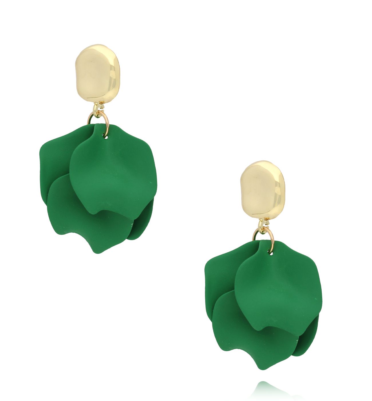 Kolczyki zielone z płatkami Berenika KFF0114 - By Dziubeka