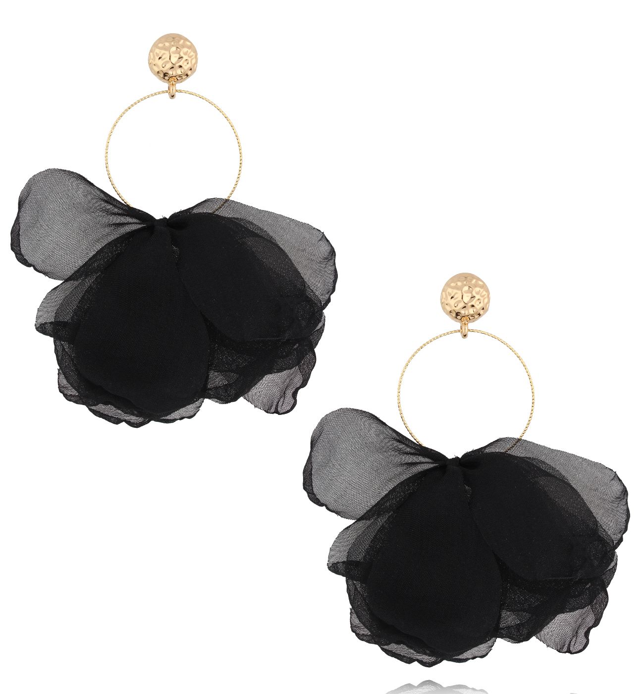 Kolczyki z czarną tkaniną - By Dziubeka