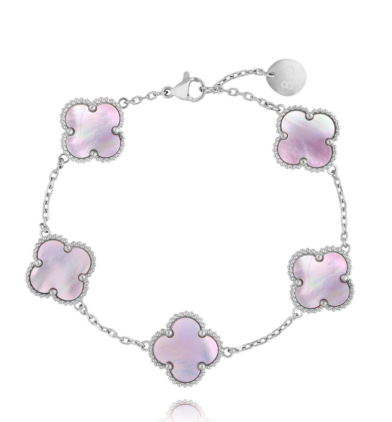 Bransoletka z koniczynkami i masą perłową Clovers BSY0118 - By Dziubeka