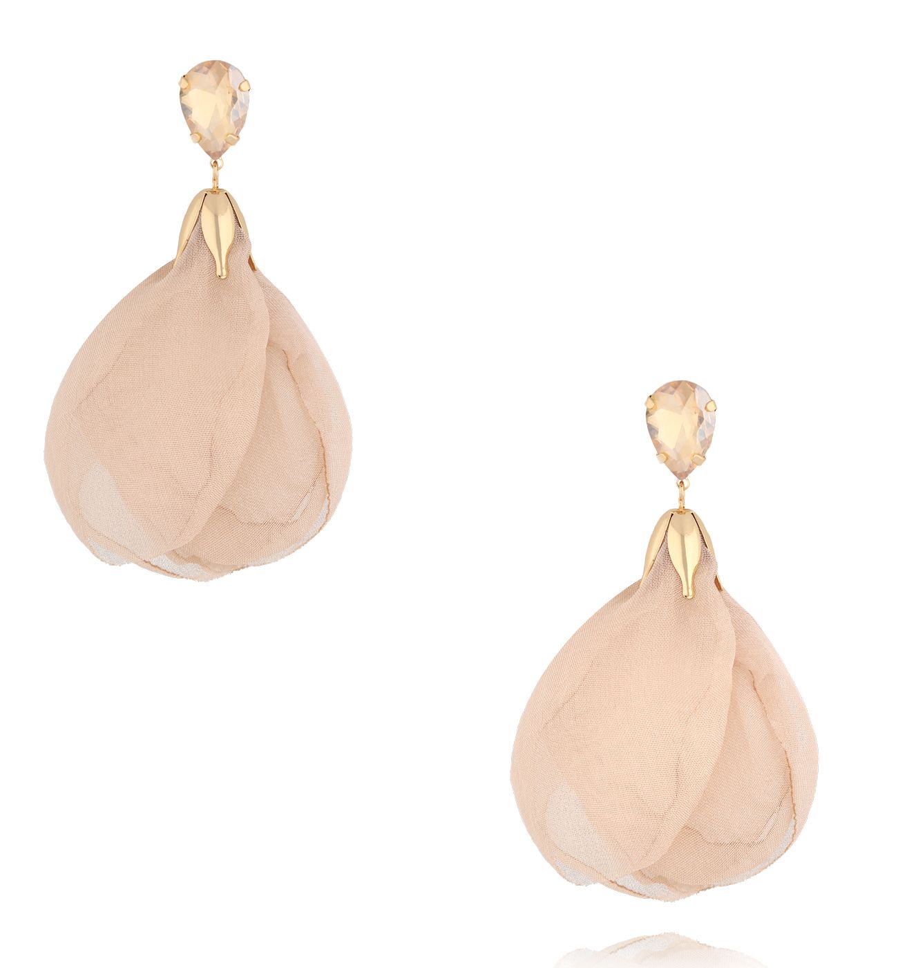 Kolczyki z beżową tkaniną - By Dziubeka