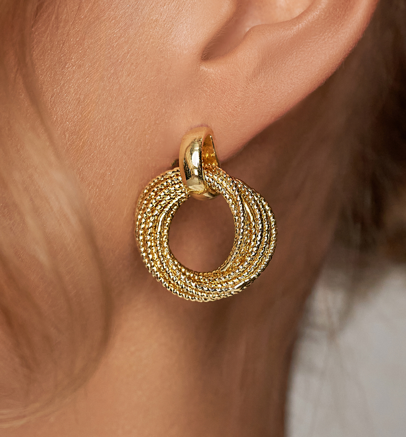 Kolczyki złote plecione Gold Rings - By Dziubeka