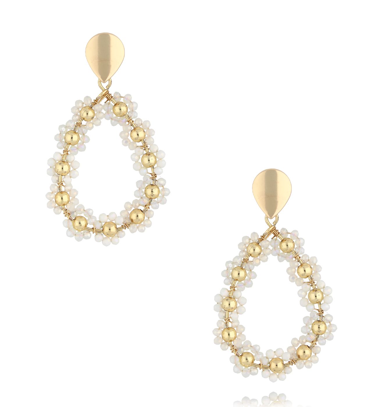 Kolczyki z kremowymi kryształkami KWE0161 - By Dziubeka