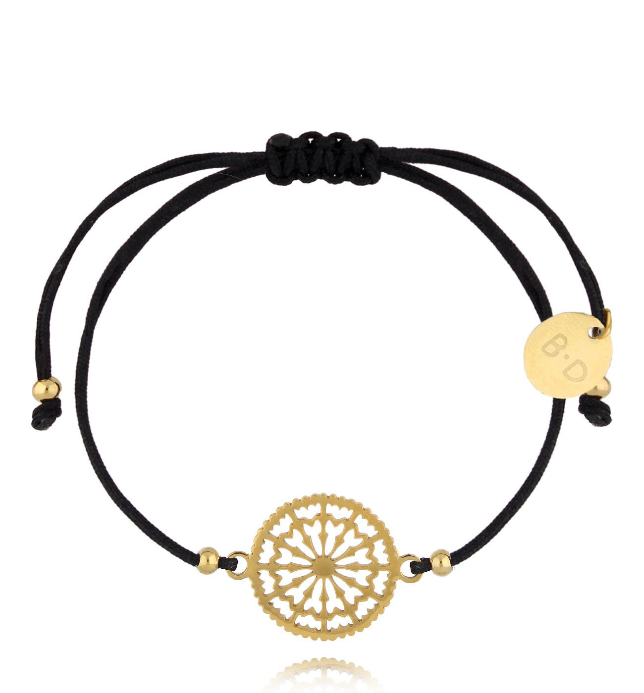 Bransoletka czarna ze złotą rozetką Lesly BGL0986 - By Dziubeka