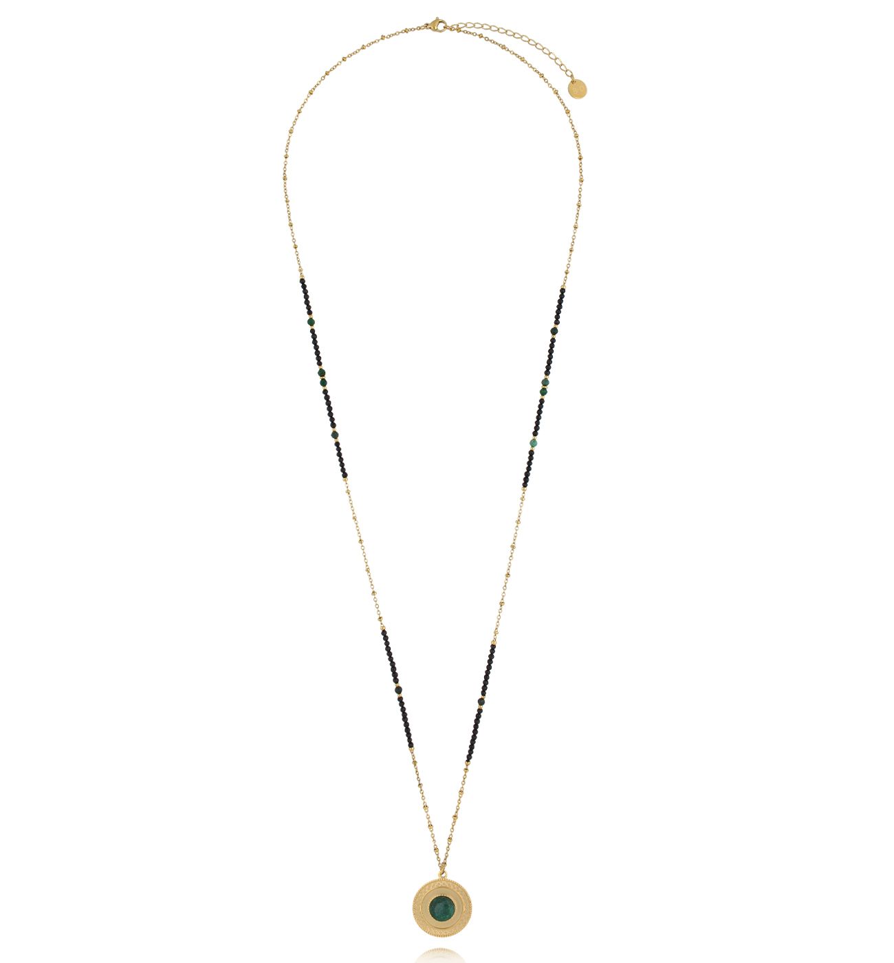 Naszyjnik z zielonymi jadeitami długi NSY0414 - By Dziubeka