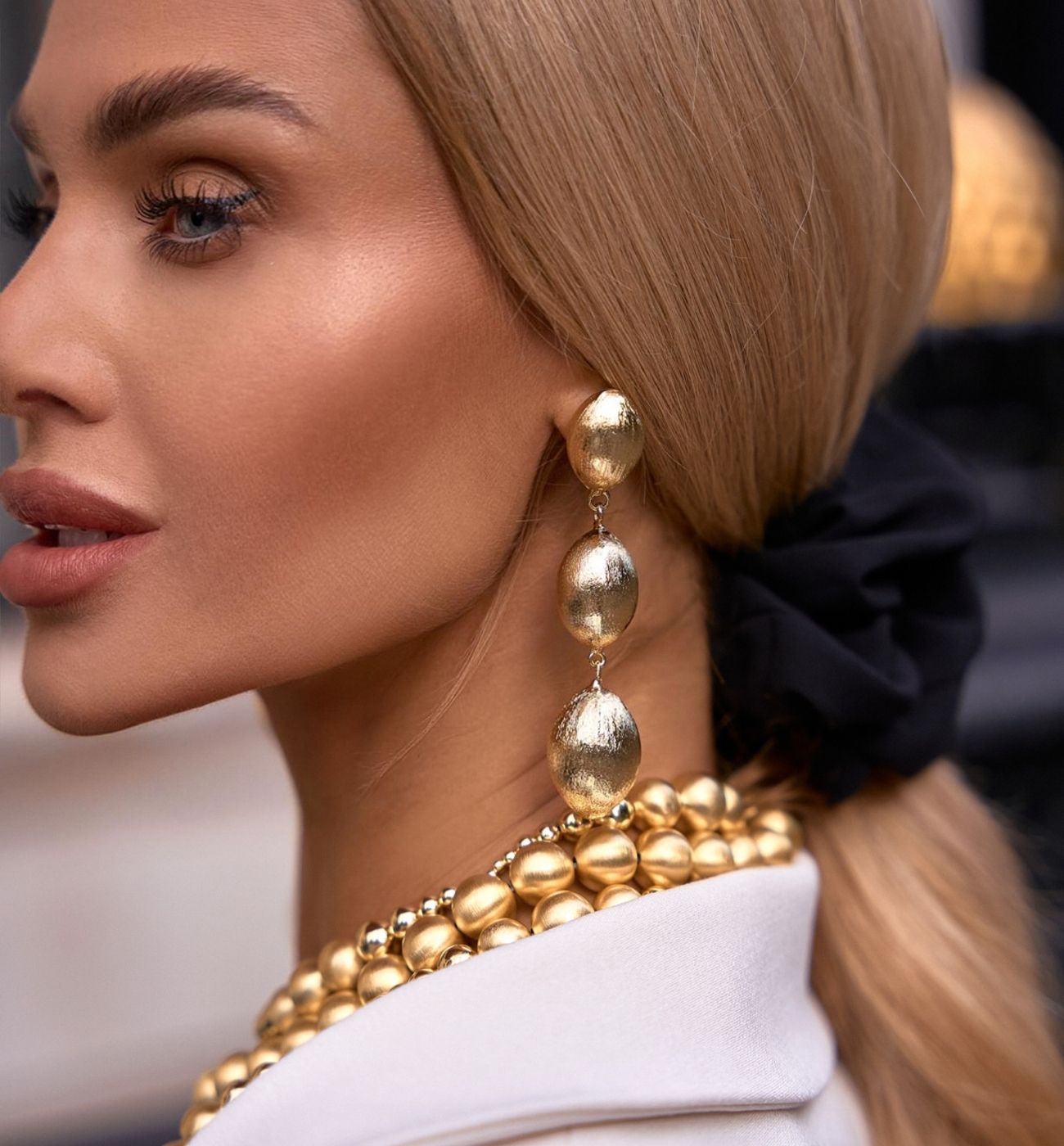 Klipsy złote potrójne Maristella - By Dziubeka