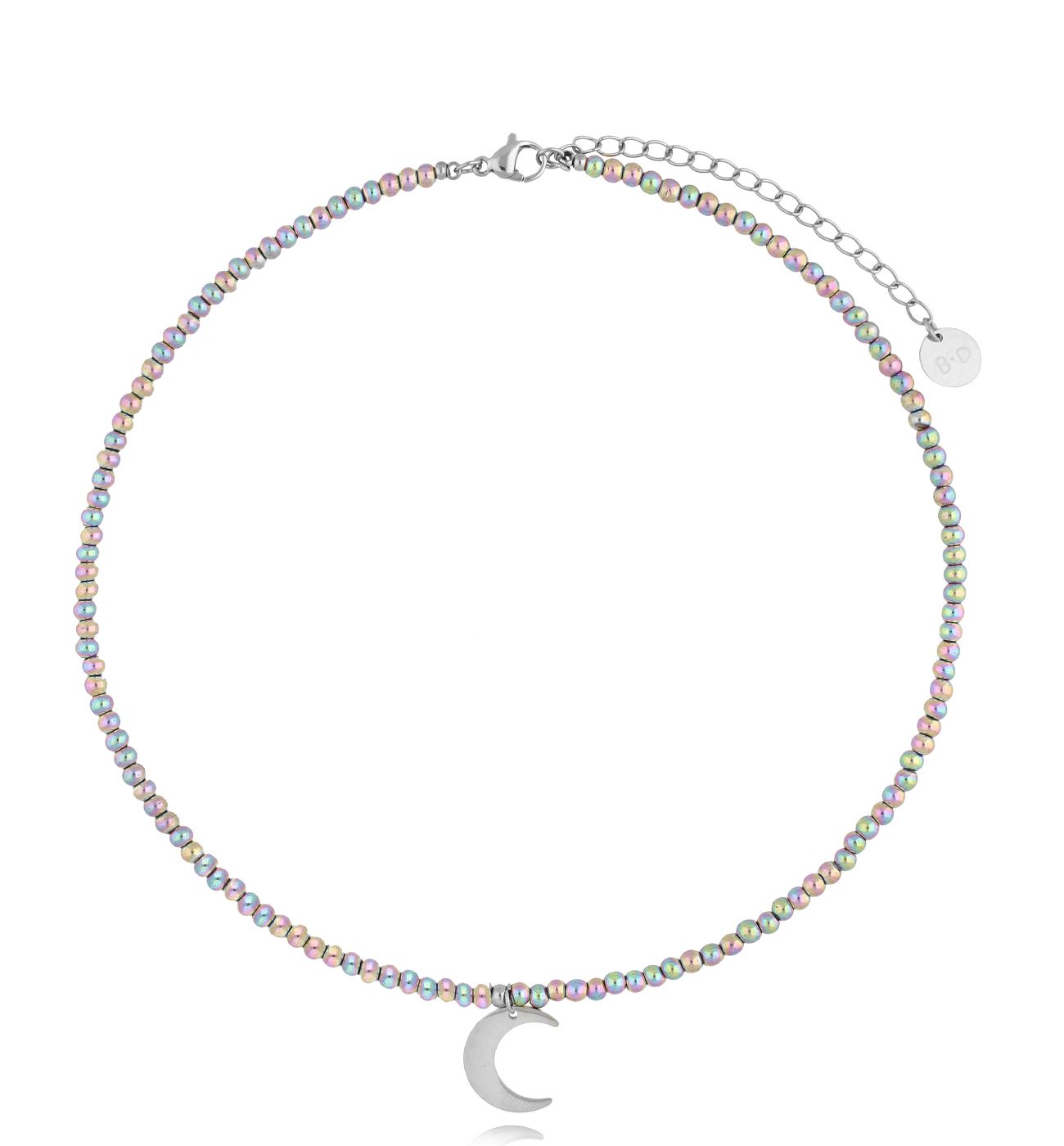 Naszyjnik z hematytami i srebrnym księżycem - By Dziubeka