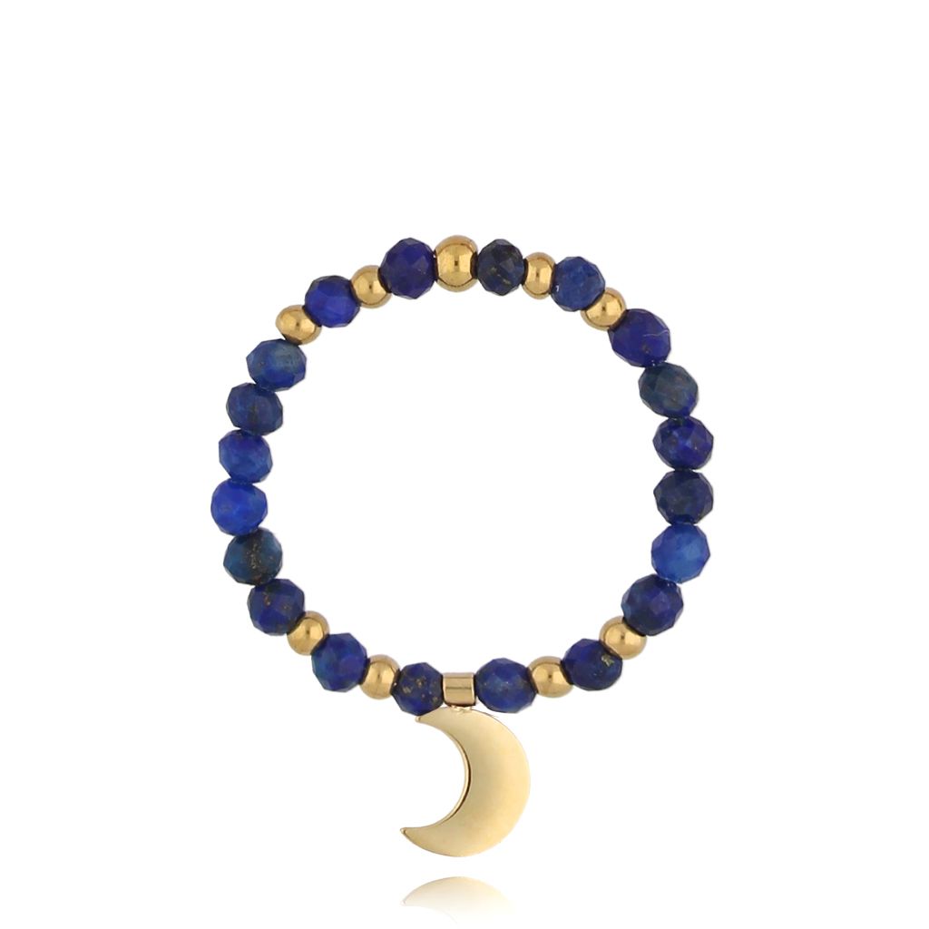 Pierścionek z lapisami i księżycem Tsuki PSC0414 - By Dziubeka