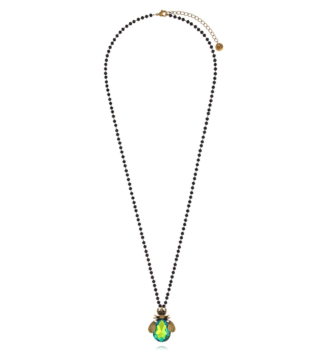 Naszyjnik z zielonym owadem długi - By Dziubeka