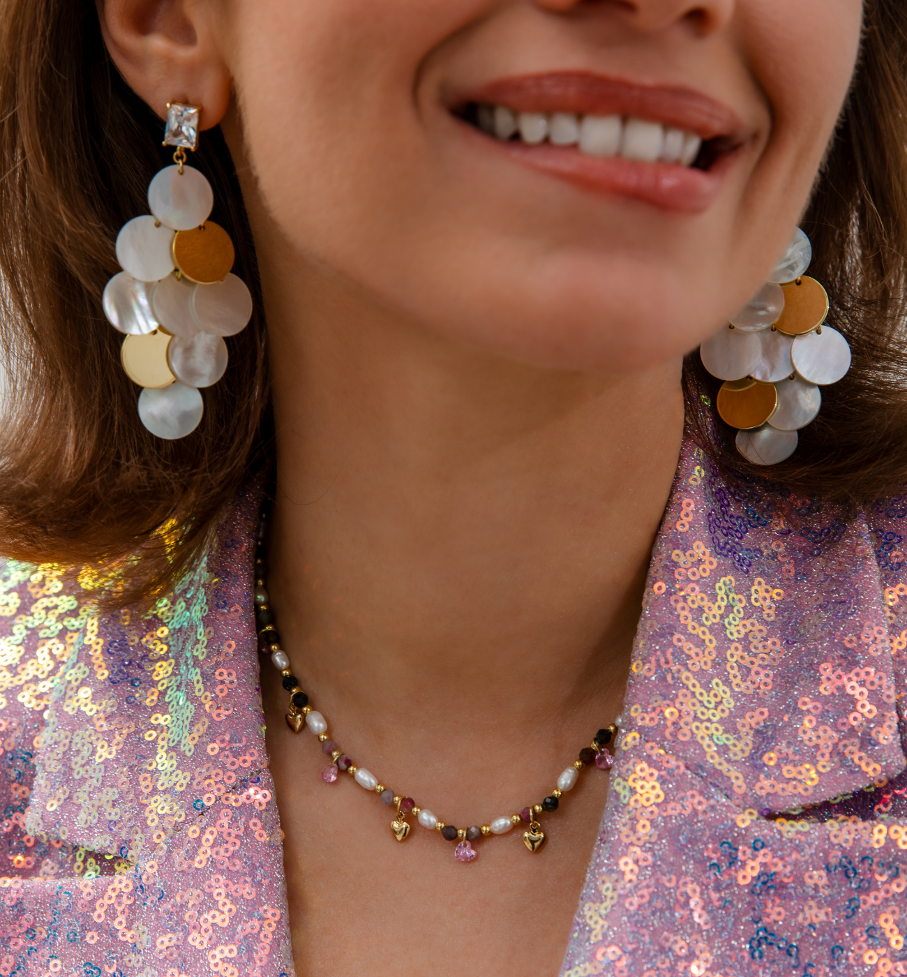 Naszyjnik z turmalinami i perłami - By Dziubeka