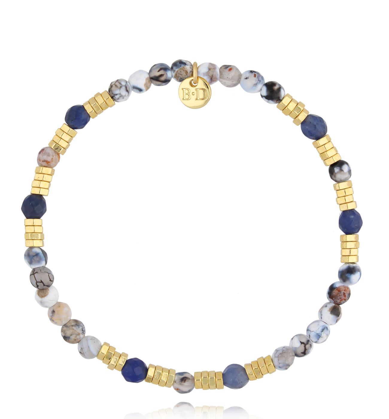 Bransoletka z kamieniami granatowo szara Vein I - By Dziubeka