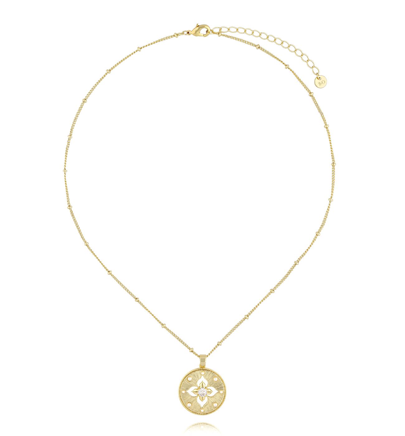 Naszyjnik z zawieszką z koniczynką złoty NLU0044 - By Dziubeka