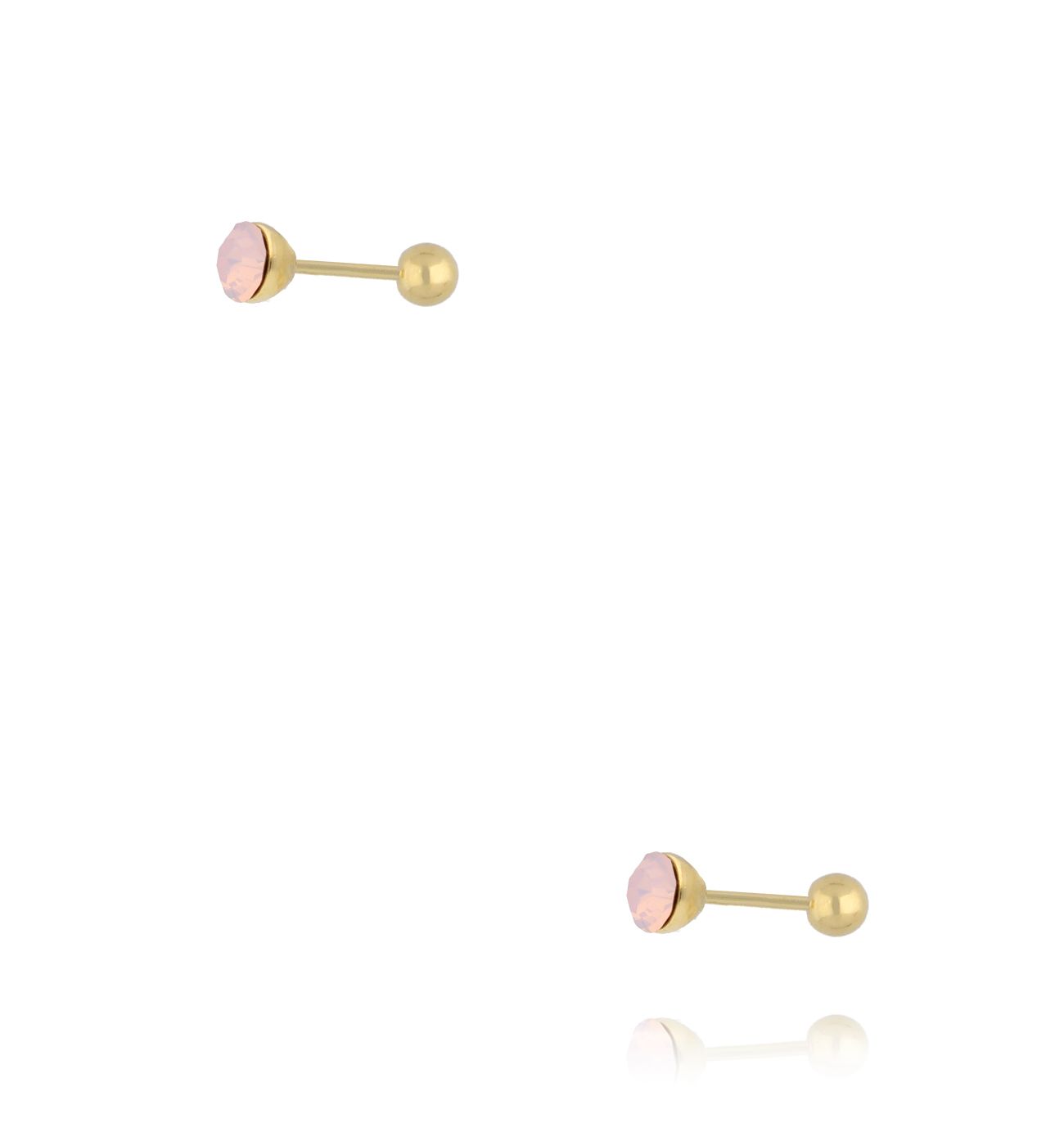 Kolczyki z różowym kryształem w złotej oprawie KCA0172 - By Dziubeka