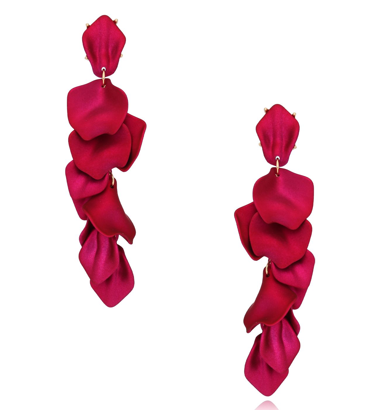 Kolczyki fuksjowe z płatkami Bliss KFF0345 - By Dziubeka