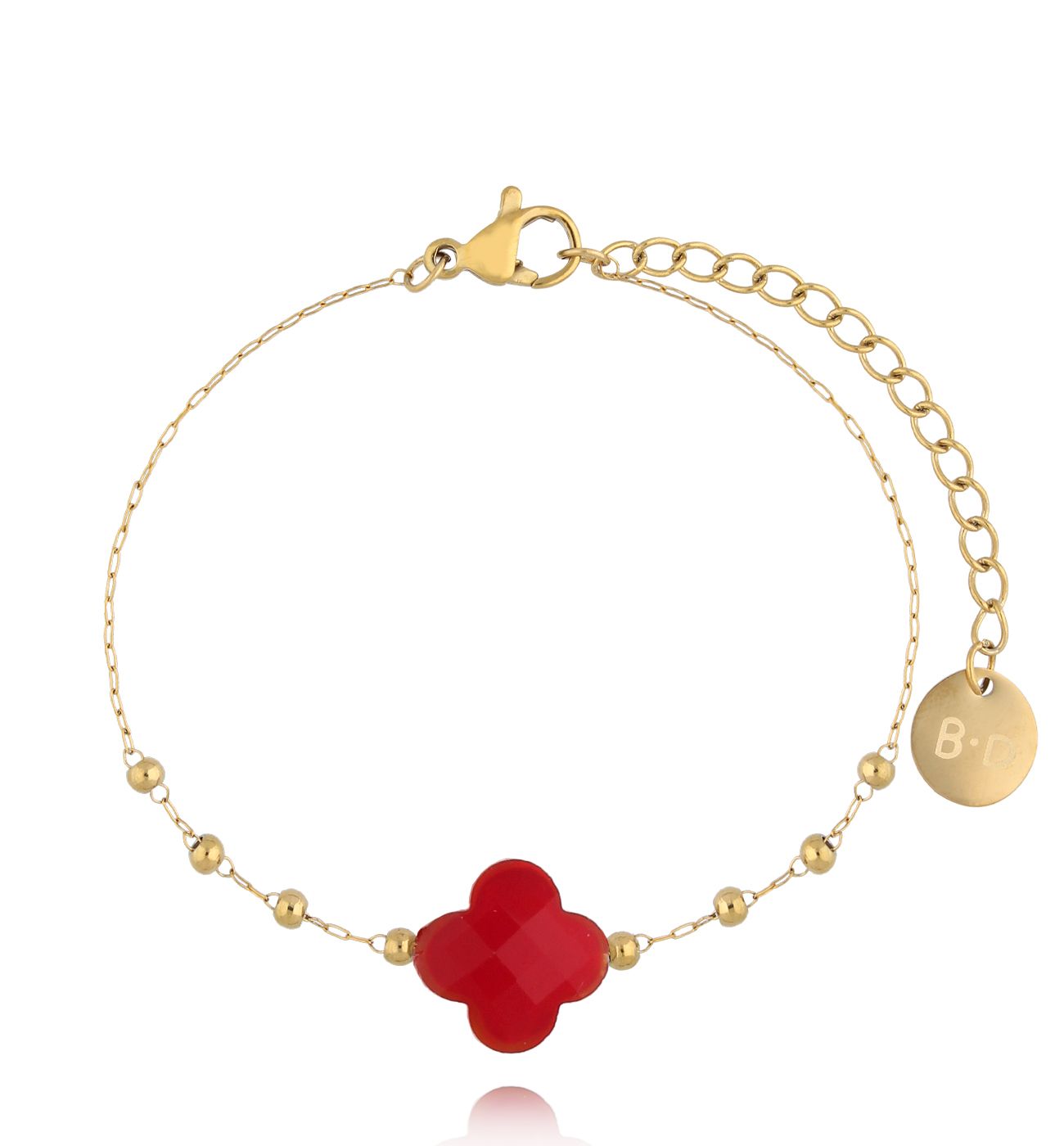 Bransoletka z czerwoną koniczynką Creation - By Dziubeka