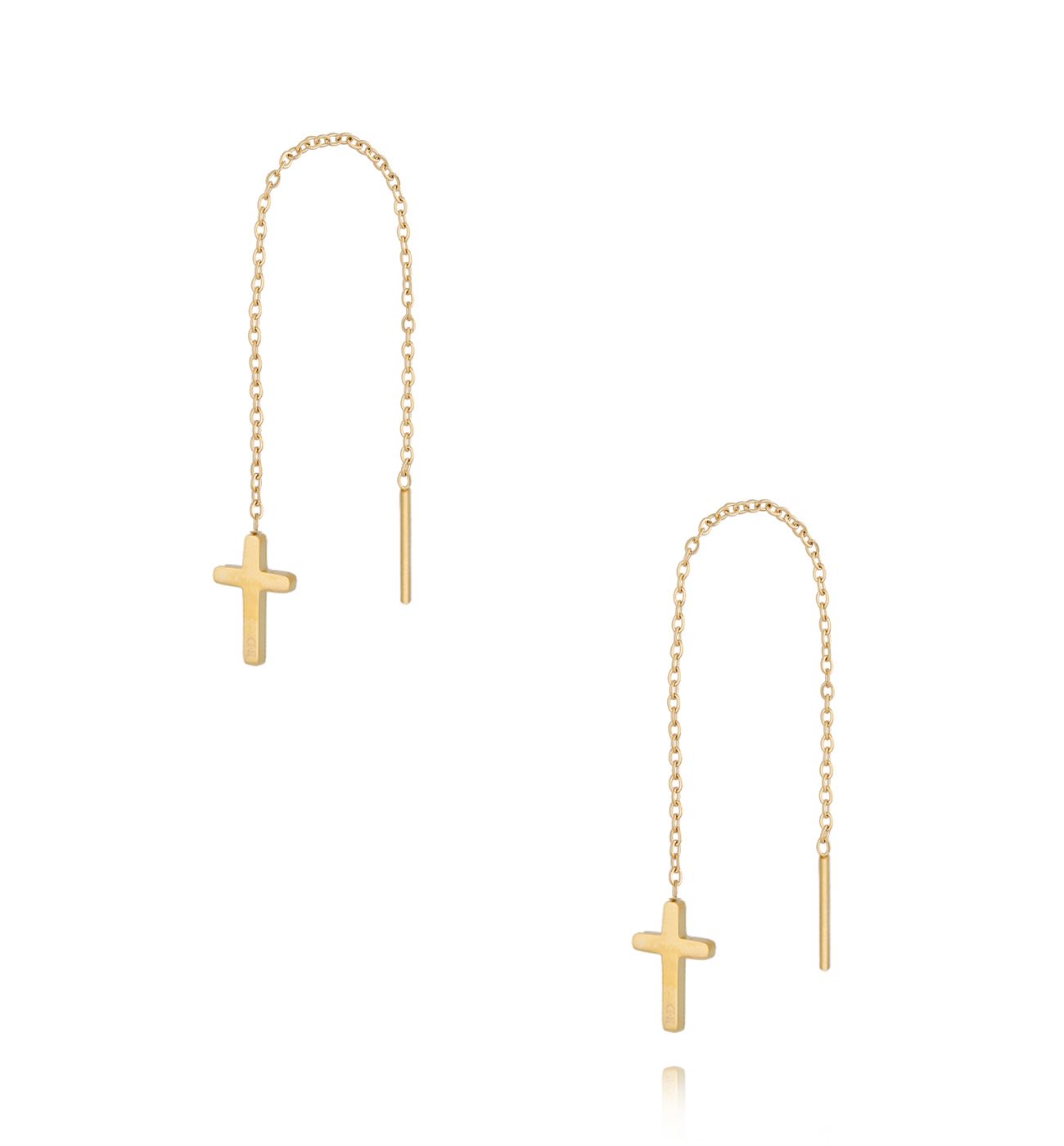 Kolczyki przekładane złote z krzyżykami - By Dziubeka