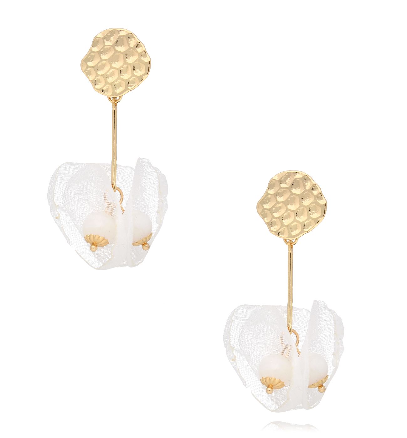 Kolczyki z białą tkaniną - By Dziubeka