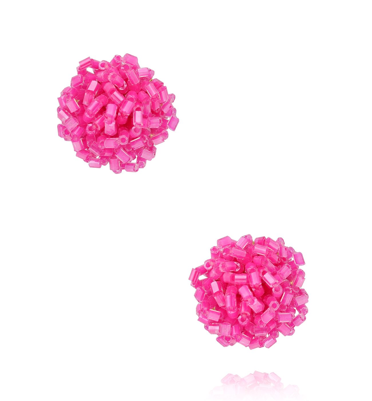 Kolczyki z różowymi kryształkami okrągłe KWE0134 - By Dziubeka