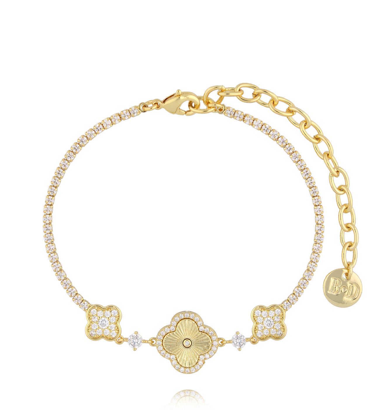 Bransoletka z motywem koniczyn złota BSS0264 - By Dziubeka