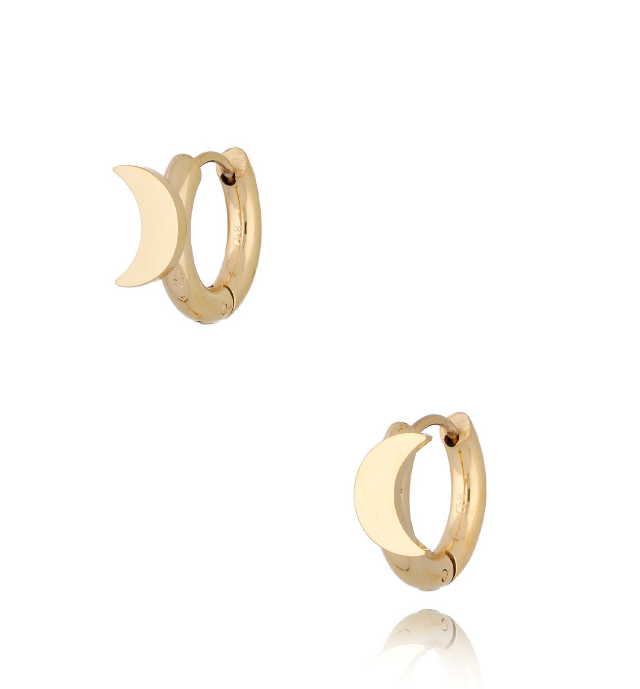Kolczyki kółka z księżycem złote Luna - By Dziubeka