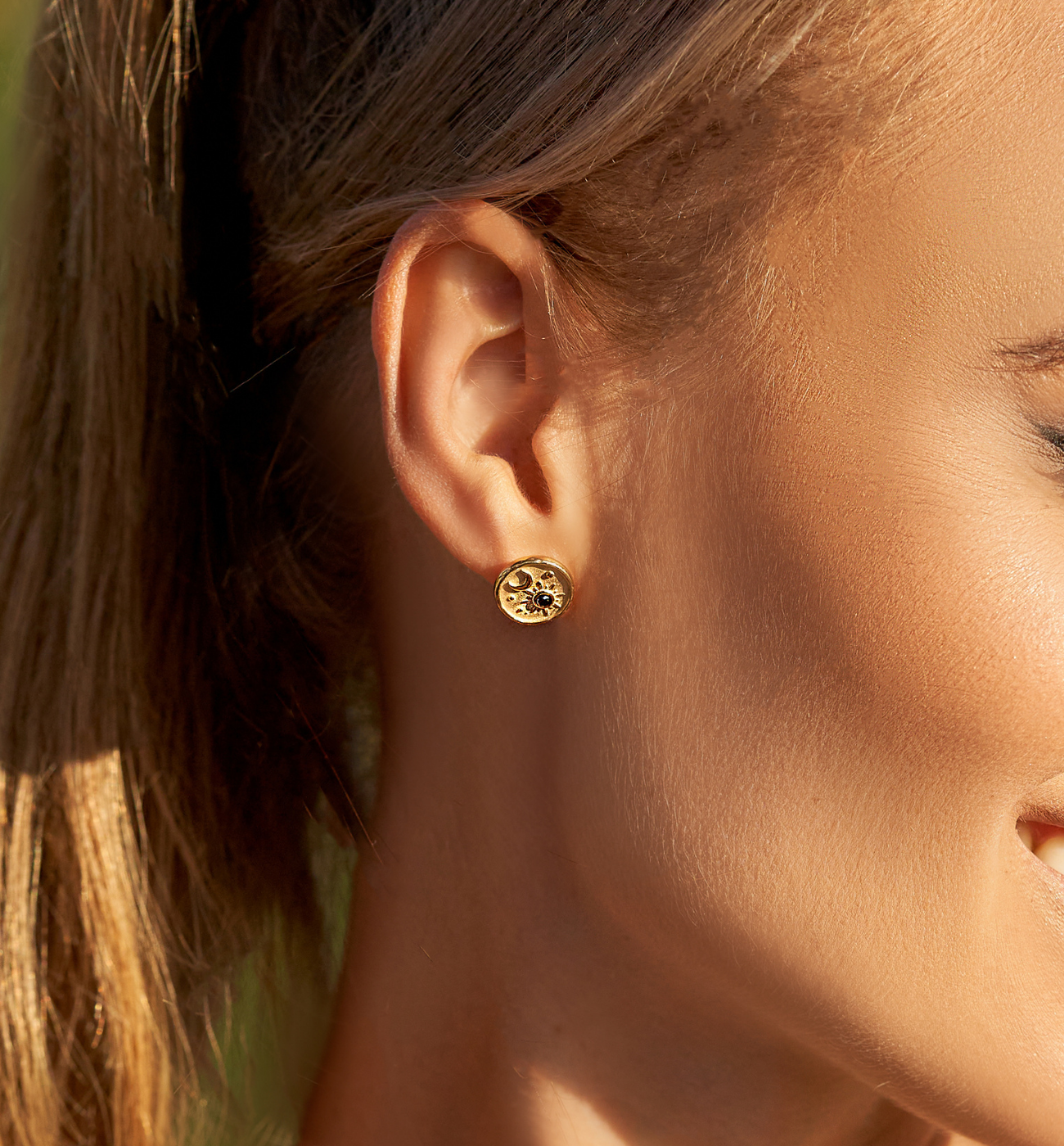 Kolczyki wkrętki złote Universe - By Dziubeka