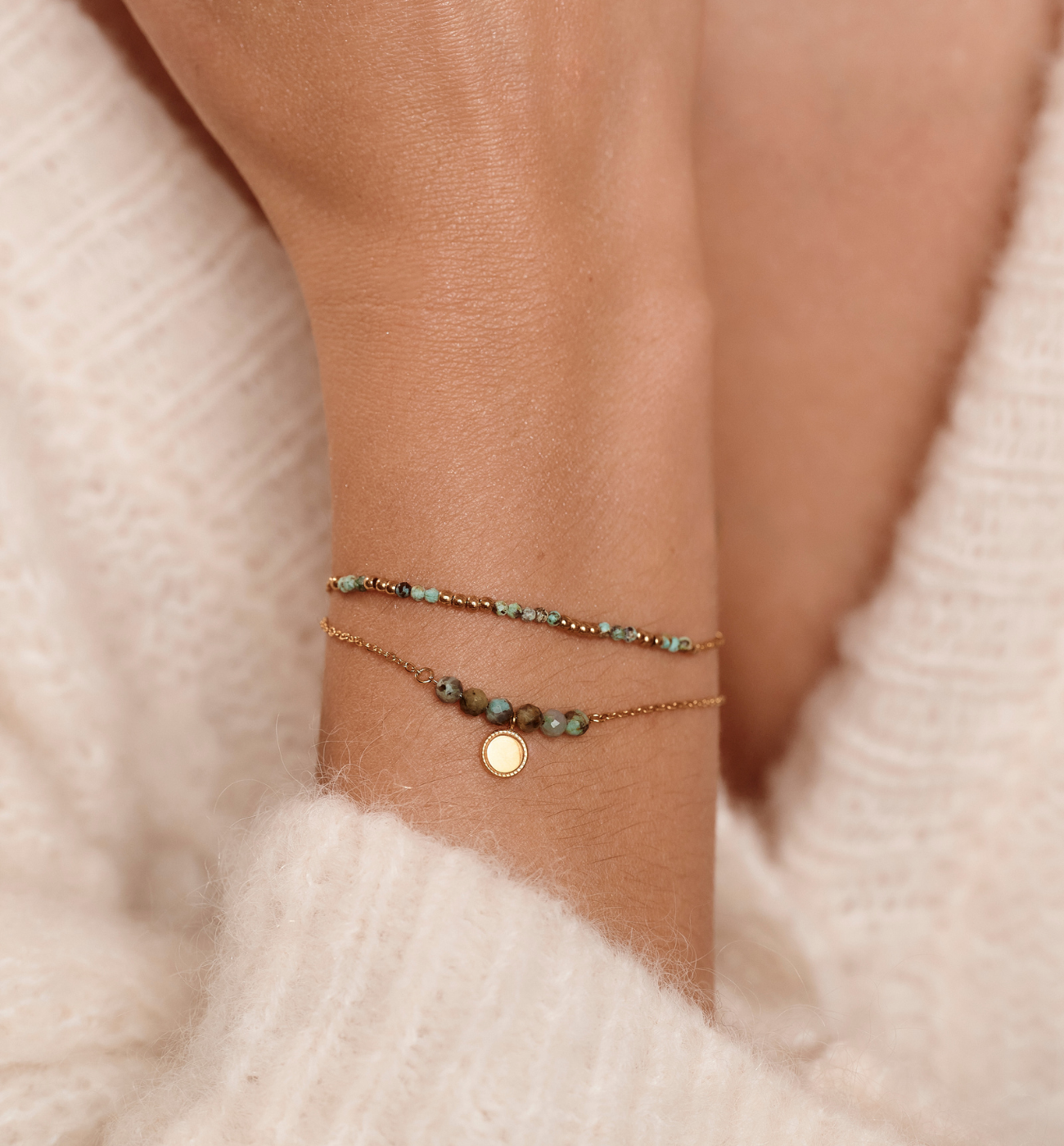 Bransoletka z turkusem afrykańskim złota BEA0048 - By Dziubeka