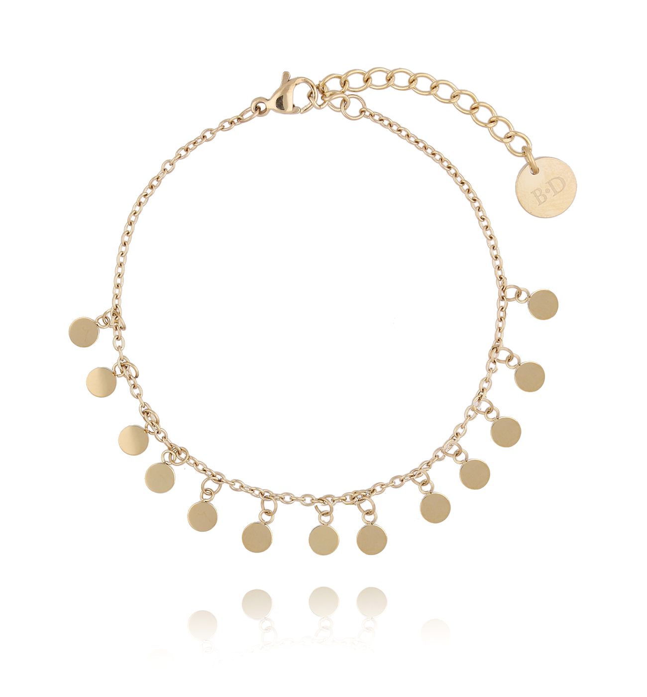 Bransoletka złota z dyskami ze stali szlachetnej - By Dziubeka