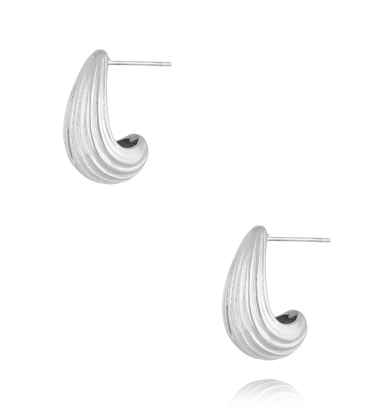 Kolczyki krople karbowane srebrne Statement Piece - By Dziubeka