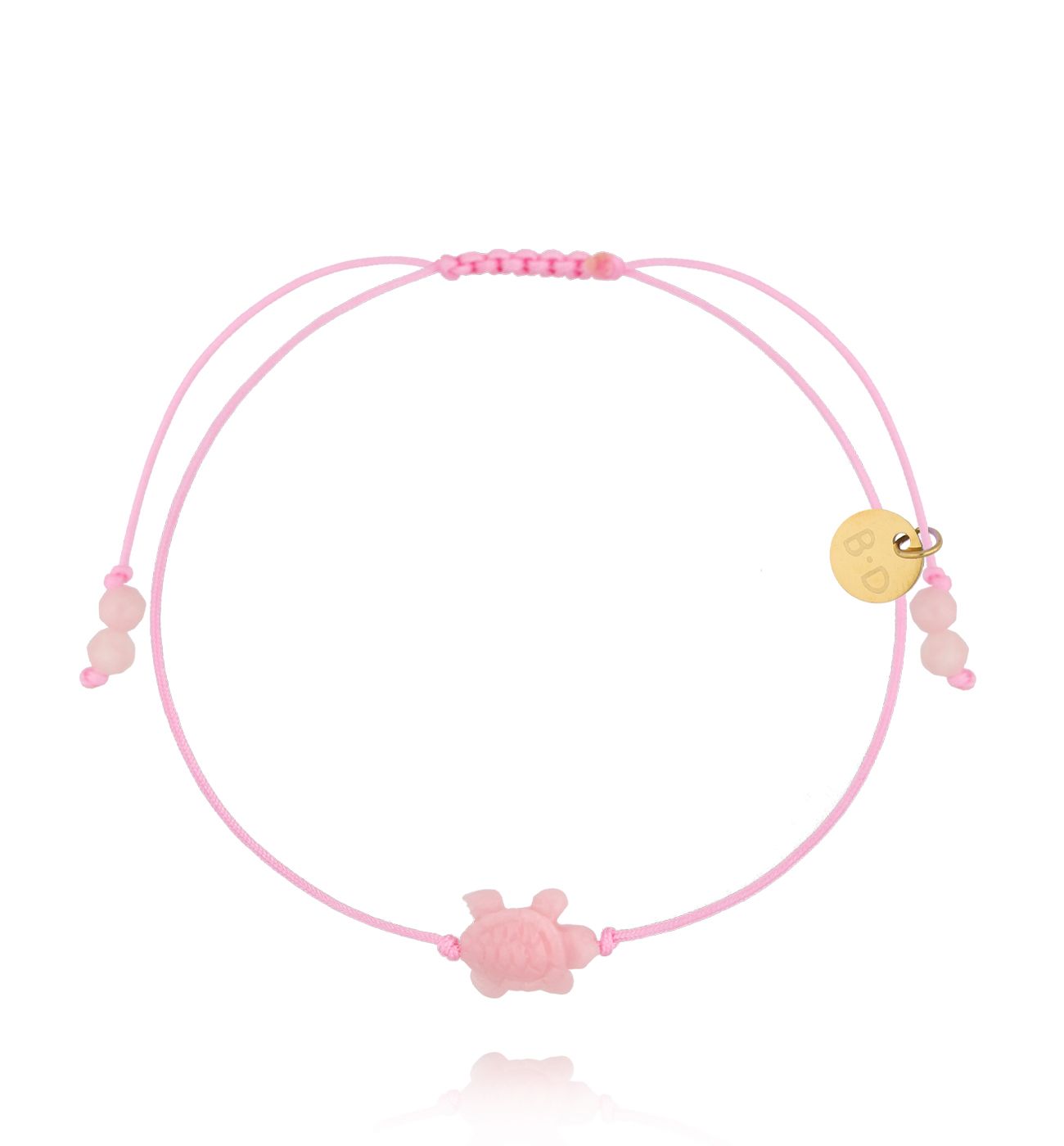 Bransoletka różowa z żółwikiem BMT0344 - By Dziubeka