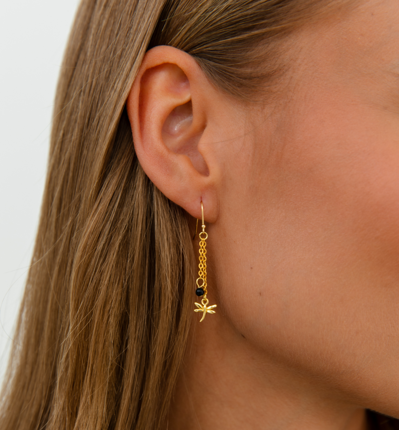 Kolczyki z ważkami złote KLT0006 - By Dziubeka