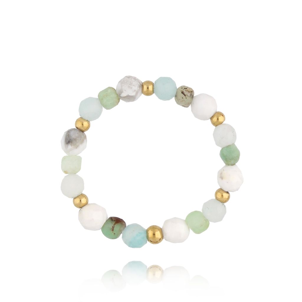 Pierścionek elastyczny z amazonitami Latifa PSC0494 - By Dziubeka