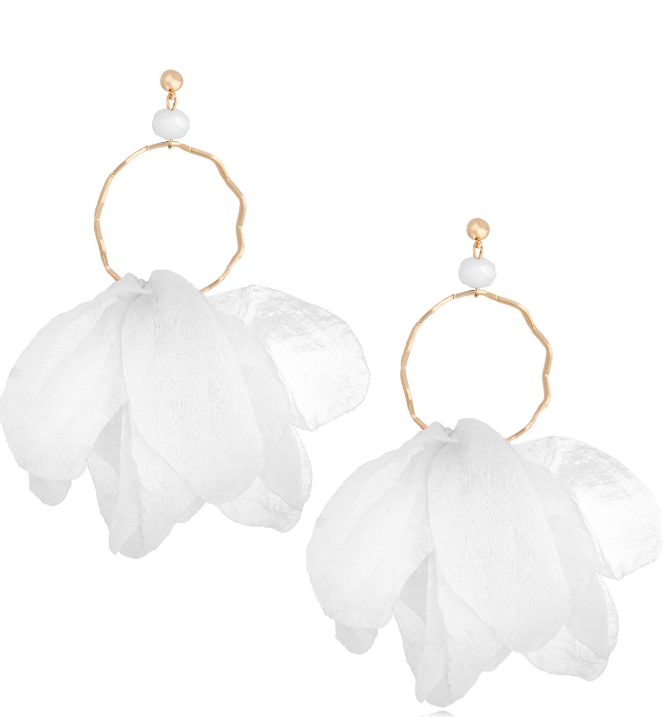 Kolczyki białe z szyfonu Carino - By Dziubeka