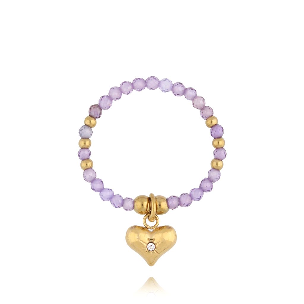 Pierścionek fioletowy z sercem Millville PSC0428 - By Dziubeka