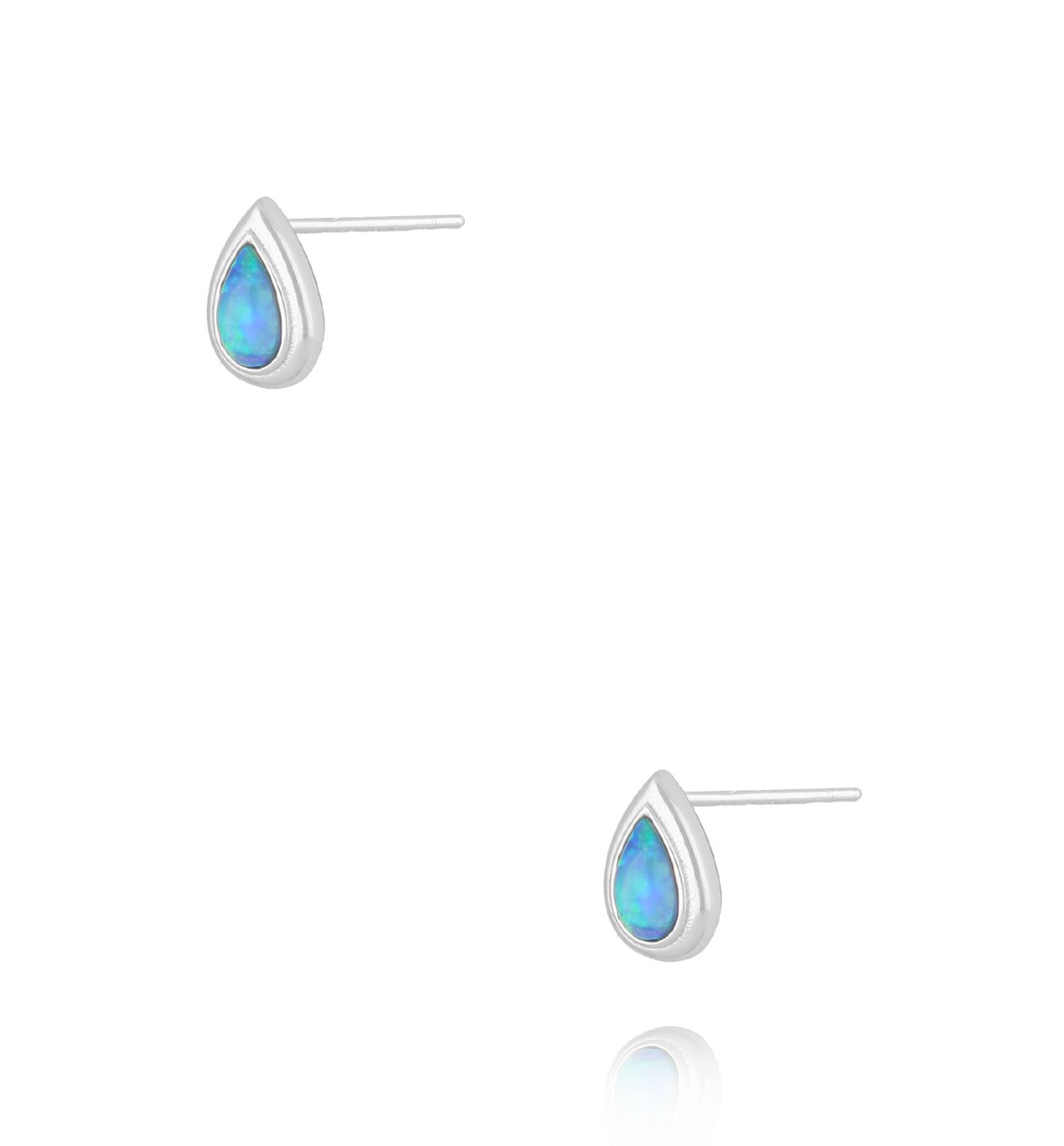 Kolczyki srebrne łezki z błękitnym opalem KCA0035 - By Dziubeka