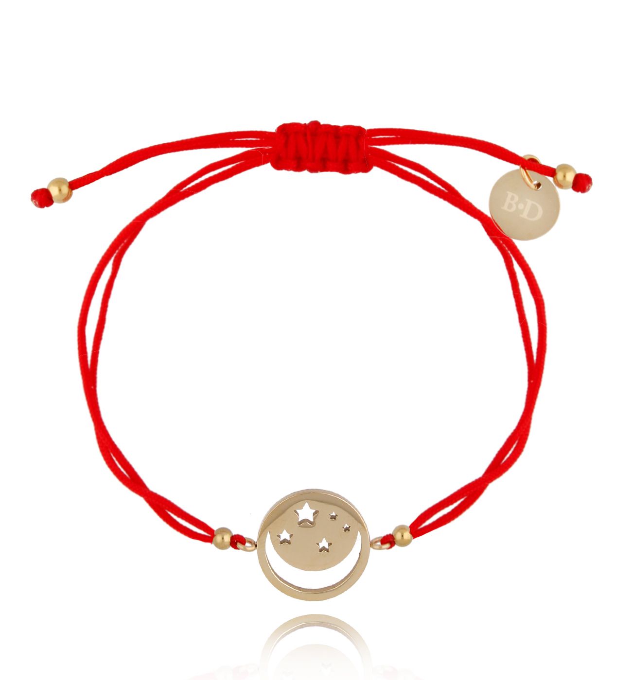 Bransoletka czerwono-złota z ażurowym księżycem Message BGL0562 - By Dziubeka