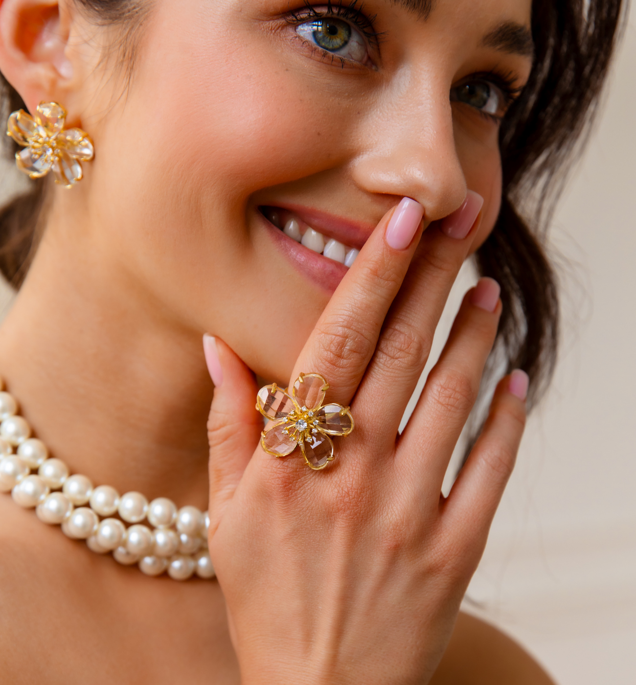 Pierścionek z kryształowym kwiatkiem Floreale PSS0156 - By Dziubeka