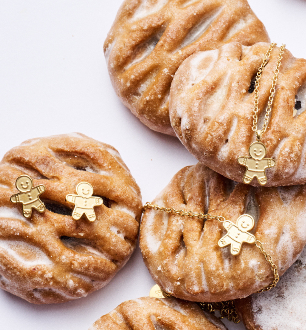 Zestaw świątecznej biżuterii ze złotymi pierniczkami ZN0059 - By Dziubeka