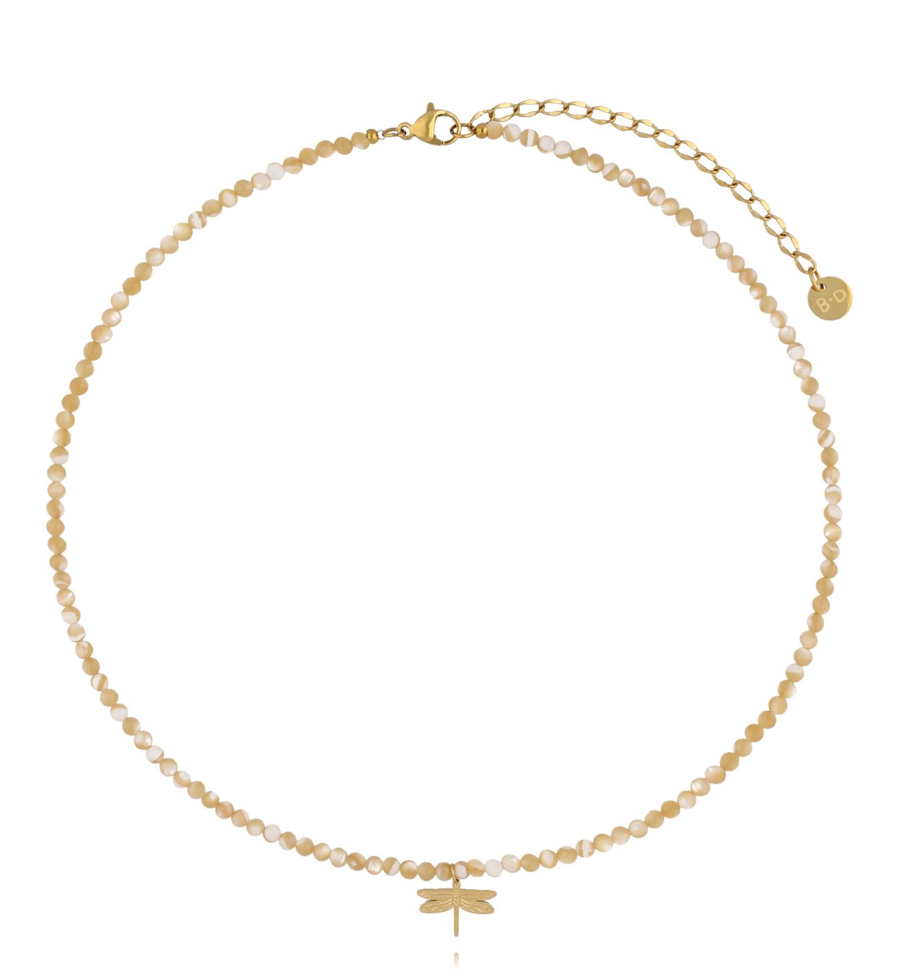 Naszyjnik z beżową muszlą i ważką - By Dziubeka