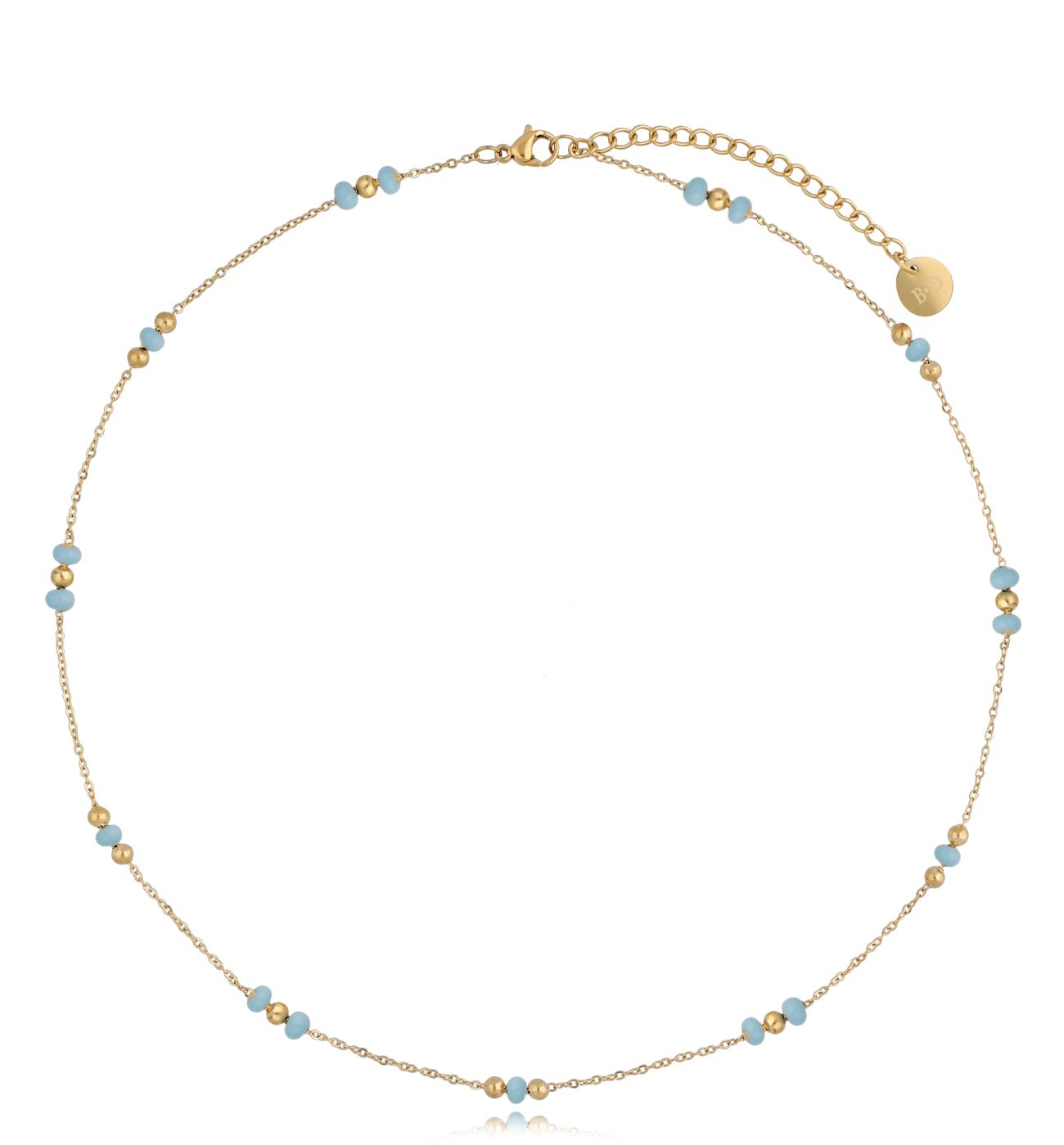 Naszyjnik z niebieskimi kuleczkami emaliowanymi Enamel Balls - By Dziubeka