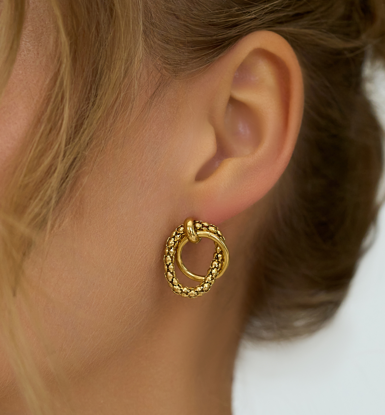 Kolczyki kółka złote podwójne - By Dziubeka