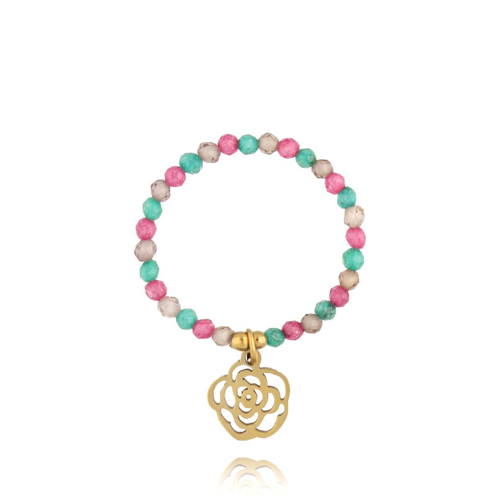 Pierścionek z cyrkoniami i różą - By Dziubeka