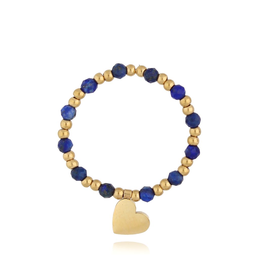 Pierścionek granatowy z sercem Wildhaven PSC0422 - By Dziubeka