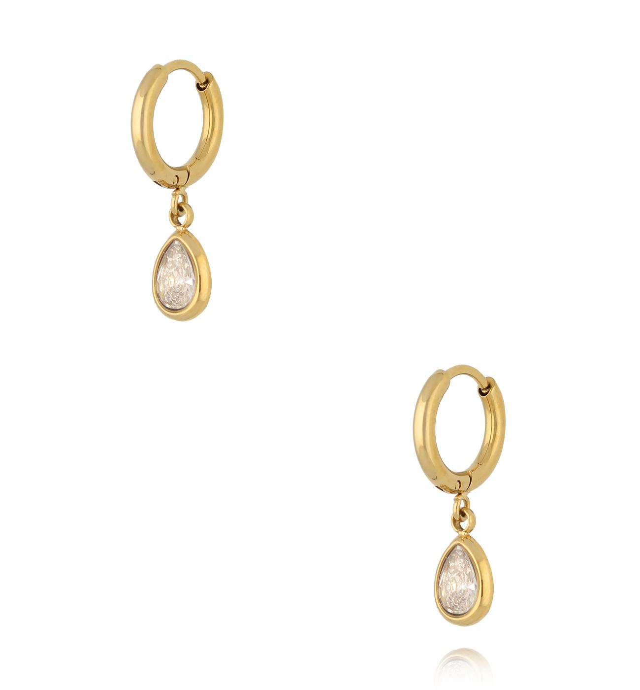 Kolczyki kółka z kryształową łezką - By Dziubeka